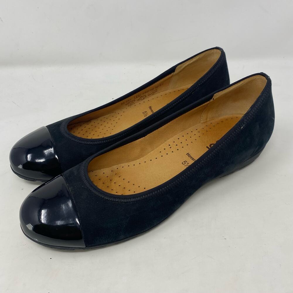 Gabor Ballerina Flat  Black Polished Tip Casual Shoes Womens Size 8